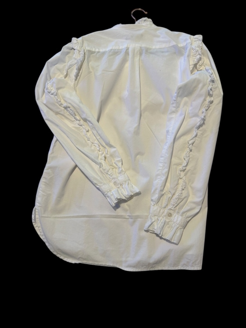 J. Crew White Ruffle Half-Way Button-Down Blouse - Picture 4 of 4